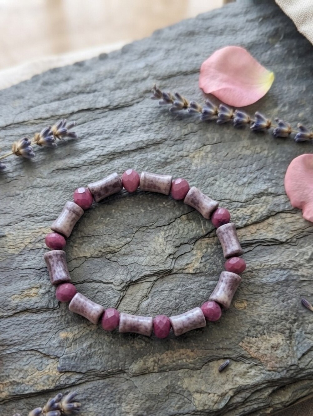 Lepidolite/Purple Mica/Jade Bracelet